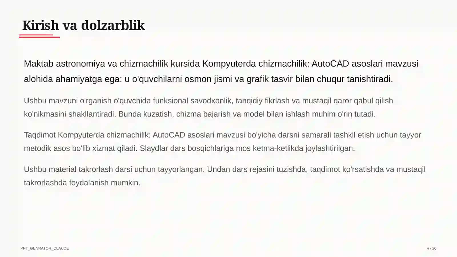 Kompyuterda chizmachilik: AutoCAD asoslari (9-sinf) 4