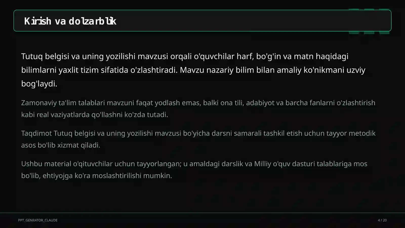 Tutuq belgisi va uning yozilishi (2-sinf) 4