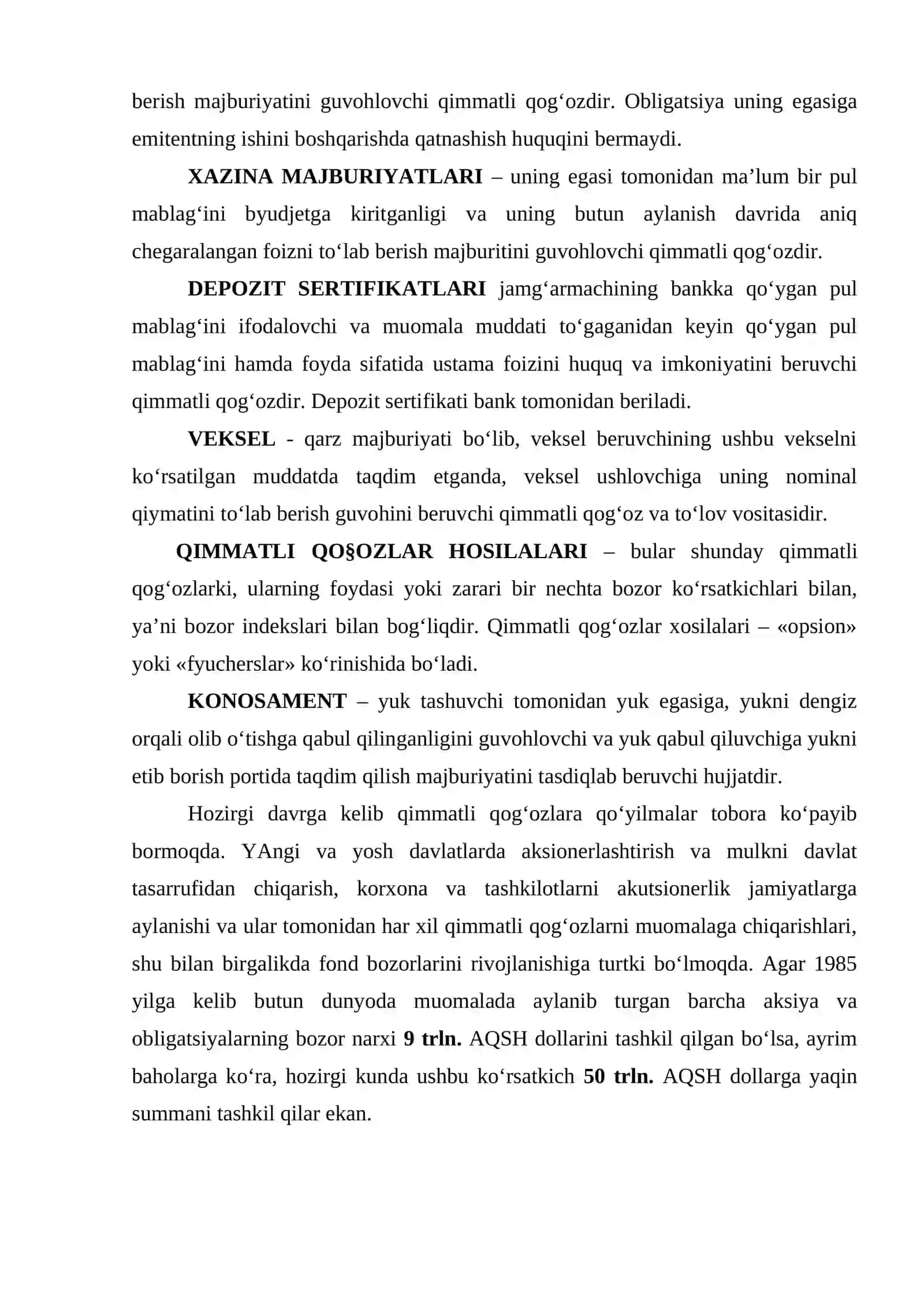 Qimmatli qog‘ozlar bilan operatsiyalari 4