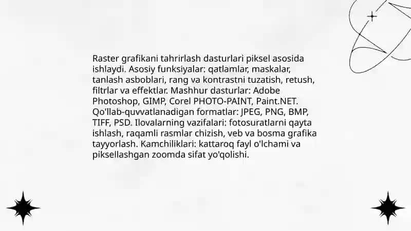 Grafik axborotlarni kiritish tahrirlash va chiqarishning dasturiy vositalari 4