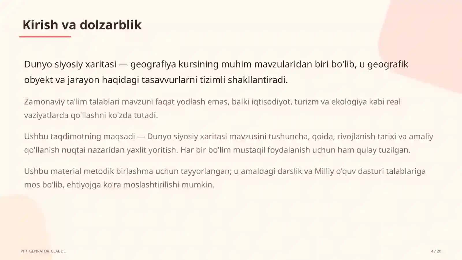 Dunyo siyosiy xaritasi (10-sinf) 4