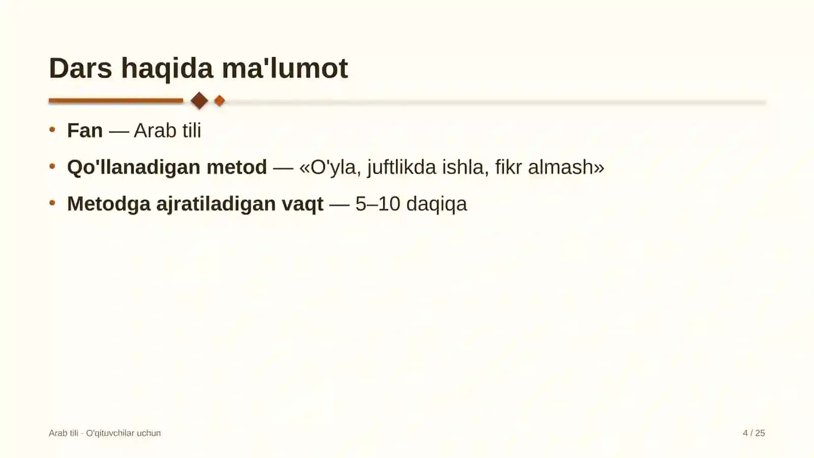 arab tili darslarida o'yla juftlikda ishla fikr almash metodidan foydalanish 3725 4