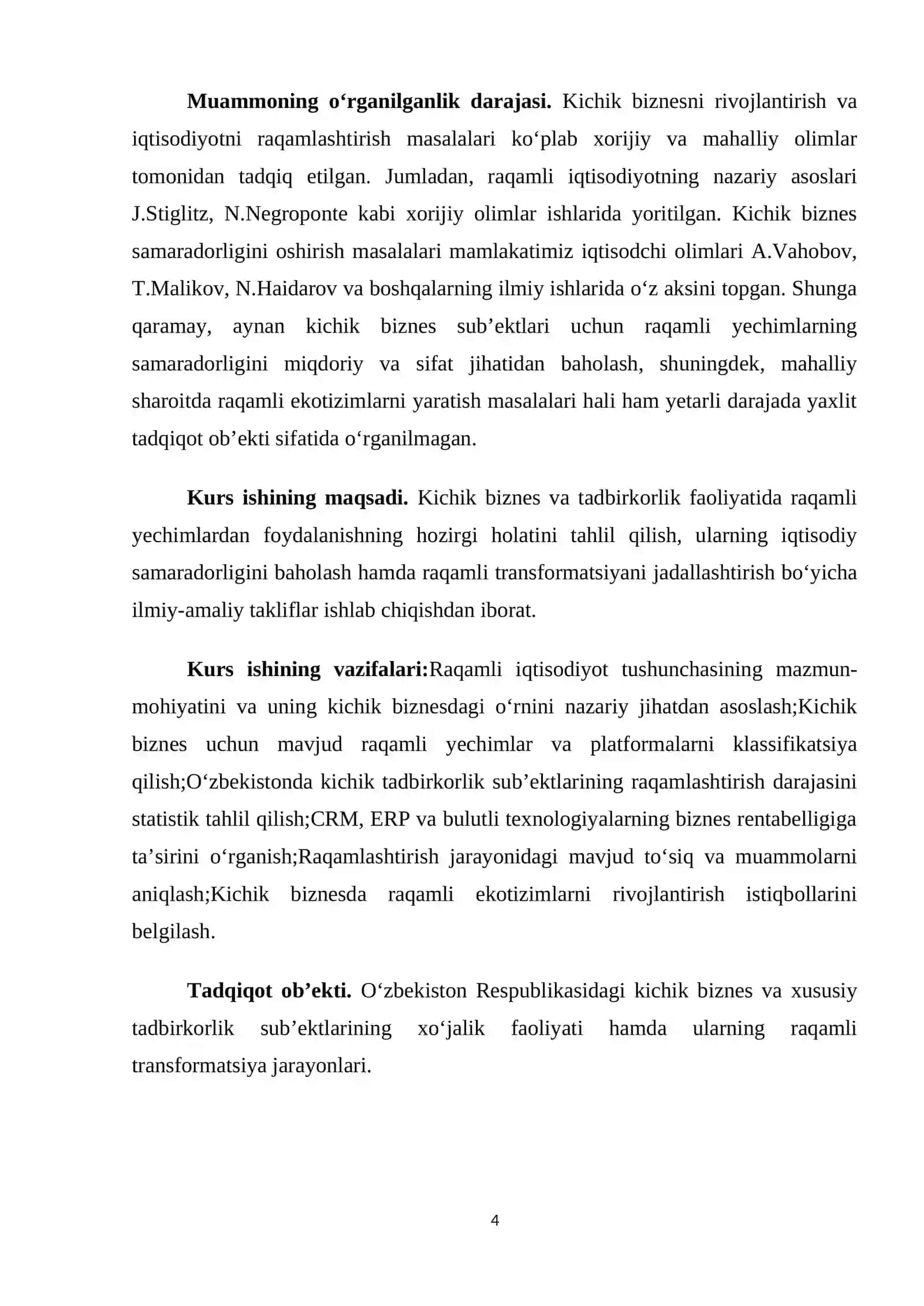 Kichik biznes va uning tadbirkorlikda raqamli yechimlardan foydalanish samaradorligi 4