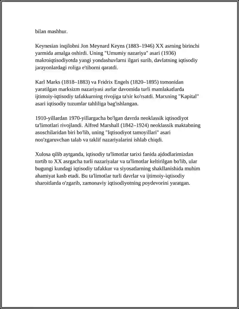 IQTISODIY TA'LIMOTLAR TARIXI 4