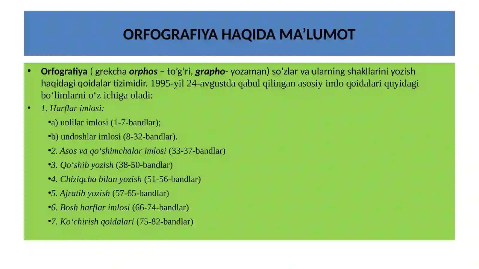 O‘ZBEK TILININGIMLO QOIDALARI 4