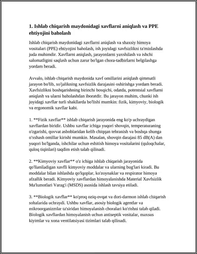 ISHLAB CHIQARISH MAYDONLARIDA ISHLAYOTGAN ISHCHILAR SHAXSIY XIMOYA VOSITALARINI TANLASH VA BUYURTMA BERISH 4