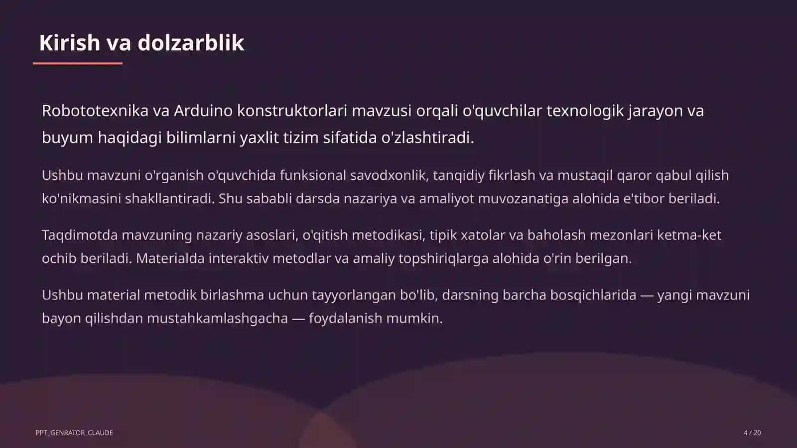 Robototexnika va Arduino konstruktorlari (9-sinf) 4