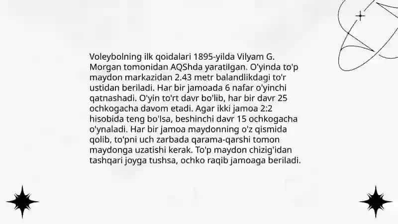 Voleybol oyinining kelib ciqish va rivojlanish tarixi 4