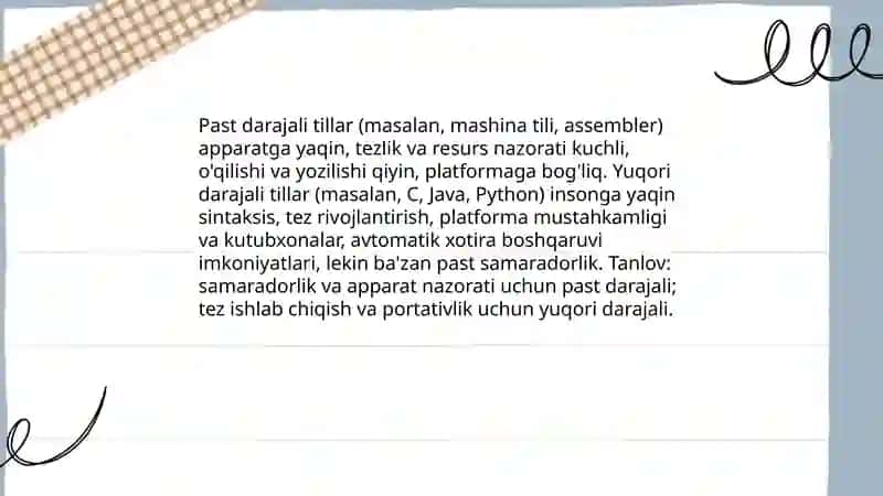 Dasturlash tillari va ularning turlari 4