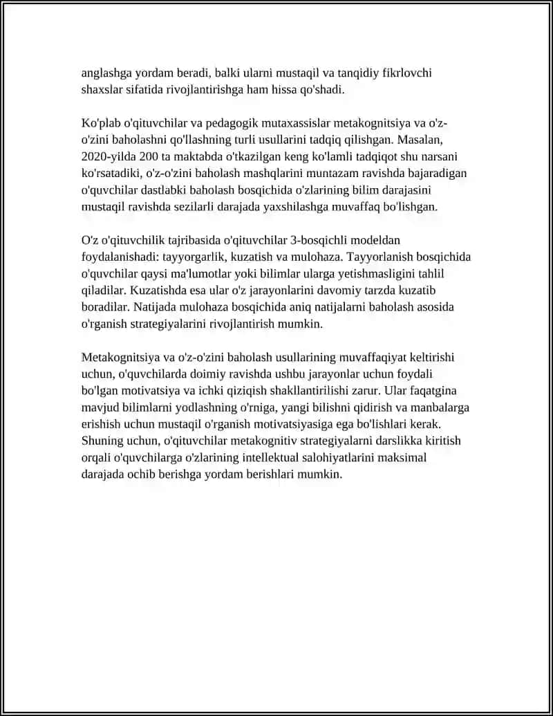 MUSTAQIL TA’LIM MAVZUSI: TAFAKKURNI RIVOJLANTIRUVCHI PSIXOLOGIK MASHG‘ULOTLAR 4