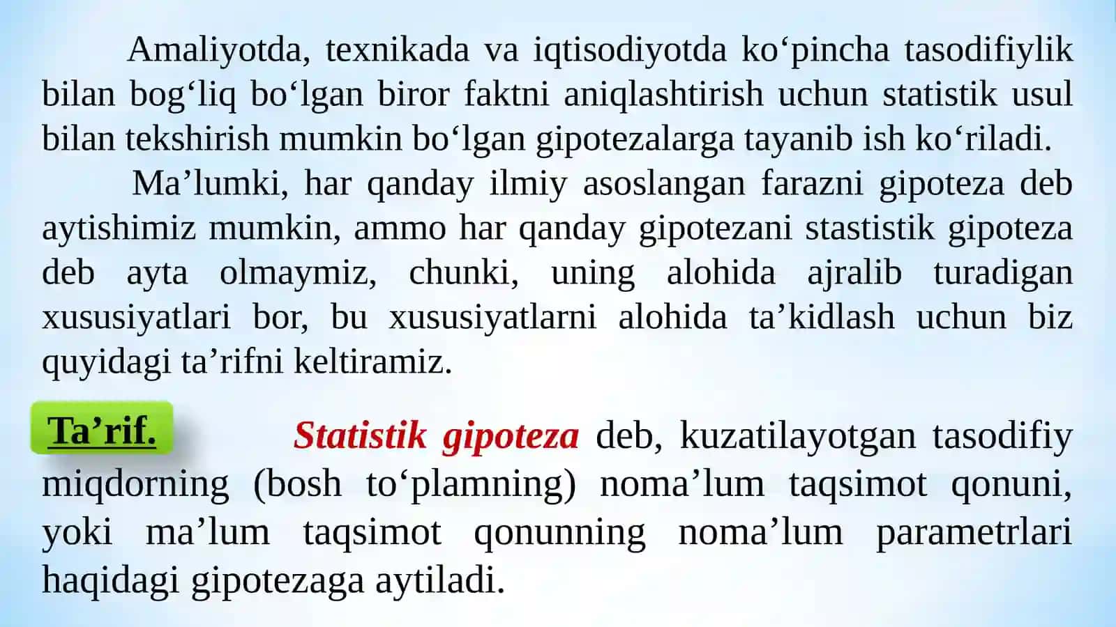 Statistik gipotezalar 4