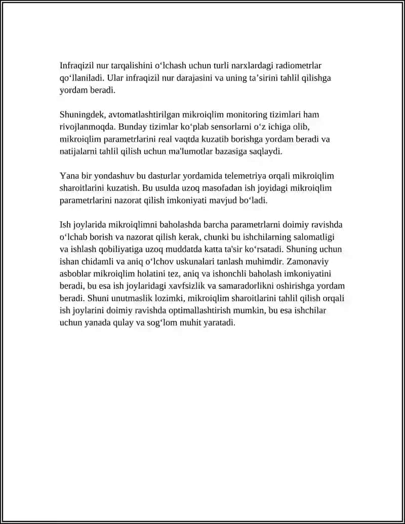 ISH JOYLARIDA MIKROIQLIM SHAROITLARINI TADQIQ QILISH 4