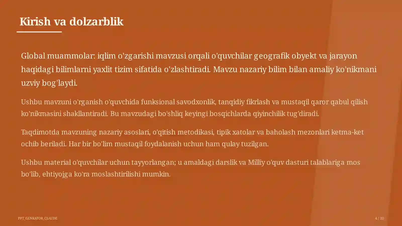 Global muammolar: iqlim o'zgarishi (11-sinf) 4