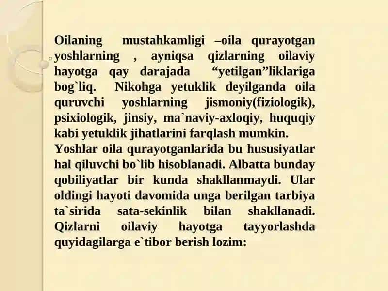 Yoshlarni oilaviy hayotga tayyorlashning asosiy yonalishlari 4