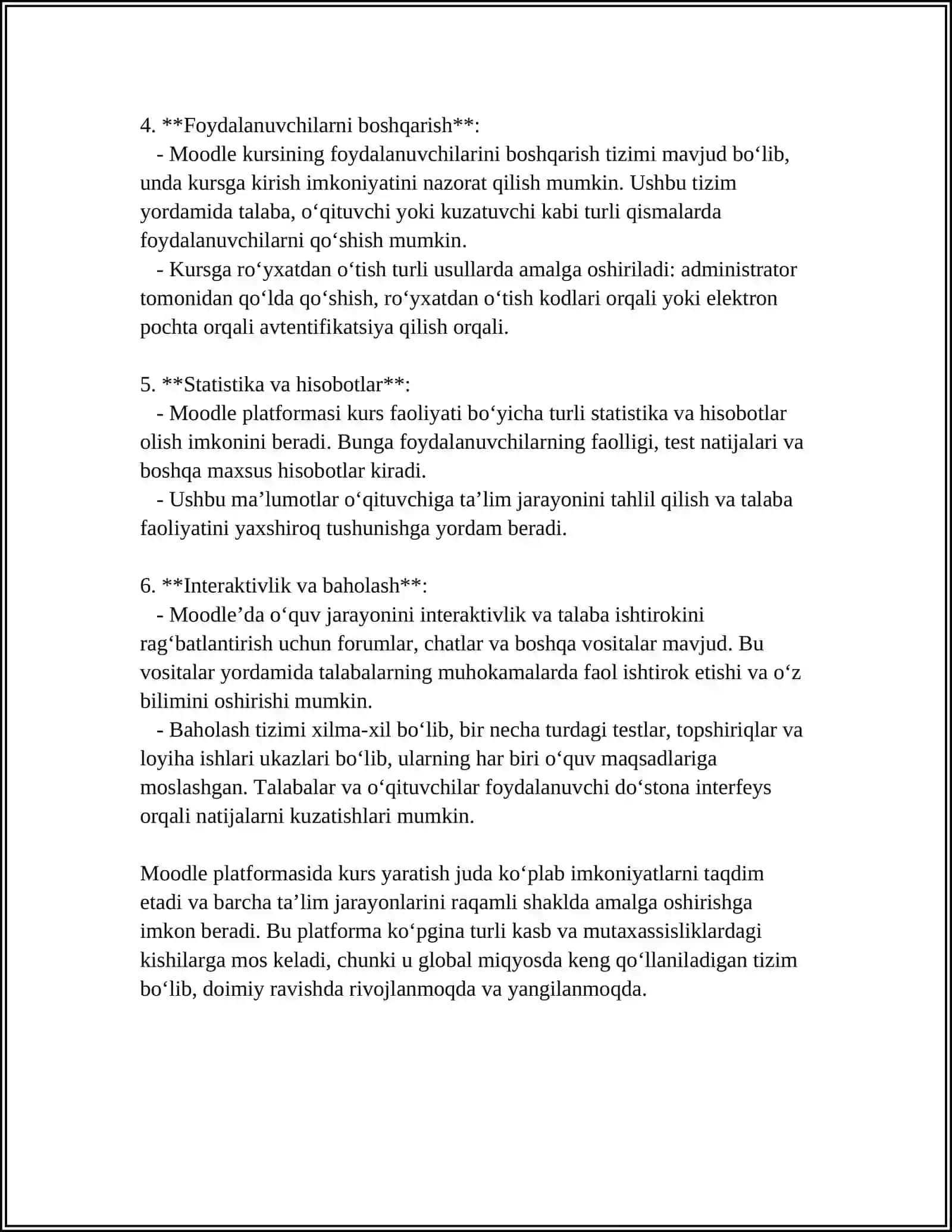 Moodle platformasida kurs yaratish 4