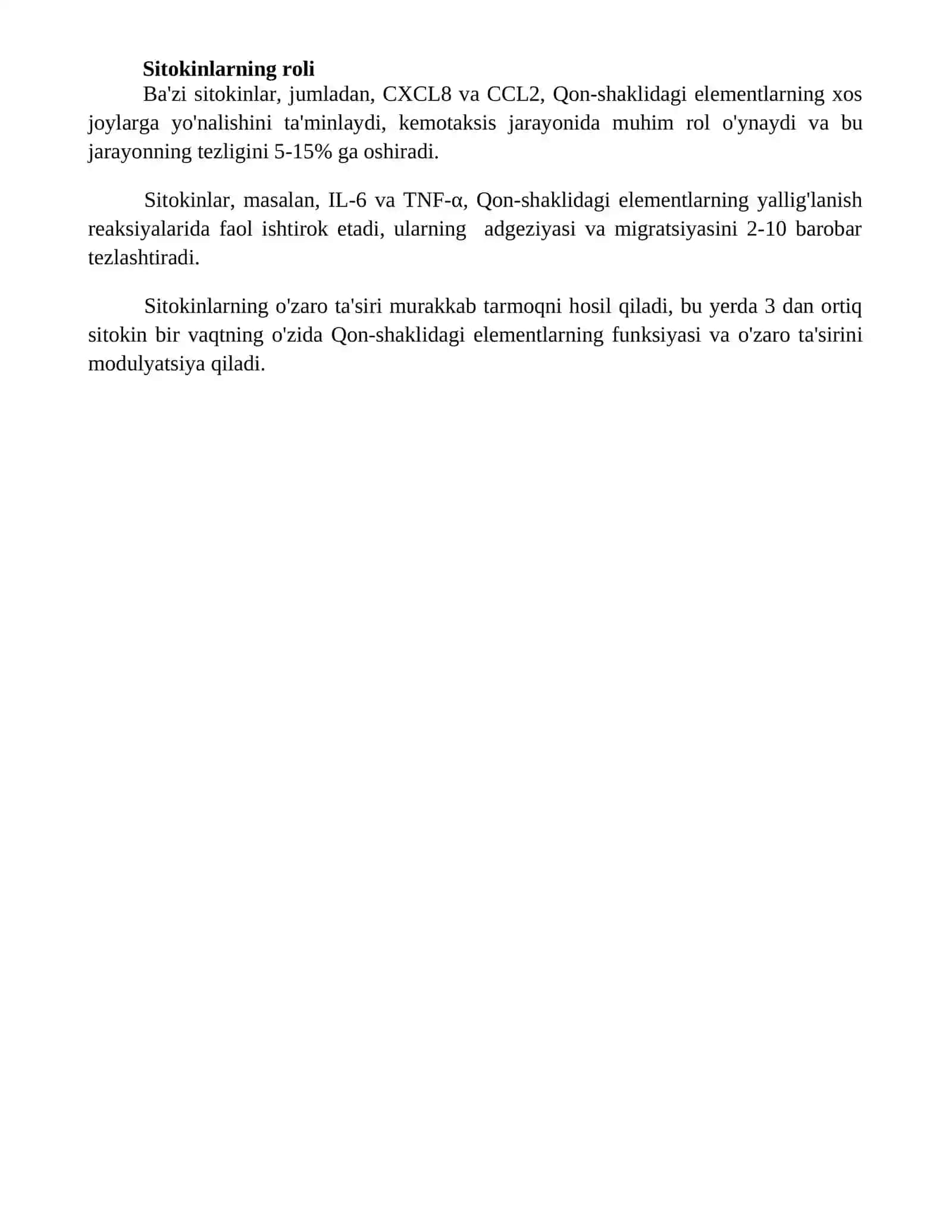 Qon shaklli elementlarining oʻzaro tasirida gumoral omilning roli 4