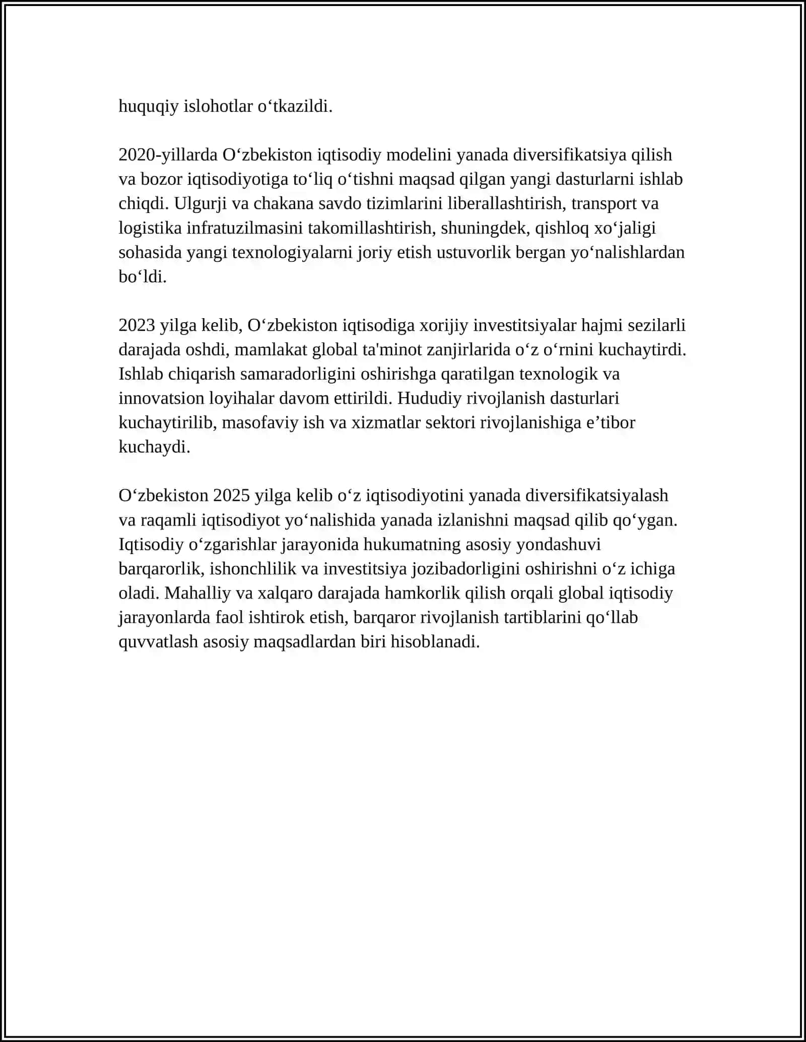 1991-2025 YILLARDA OʻZBEKISTON VA JAHON DAVLATLARI TARAQQIYOTI 4
