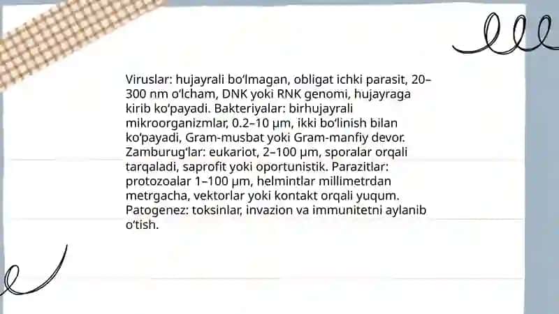 Yuqumli kassaliklarning asosiy xususiyatlar 4