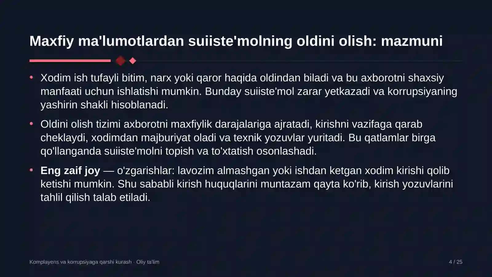 optik tolali aloqa tarmoqlarida maxfiy ma'lumotlardan suiiste'mol qilishning oldini olish 7878 4