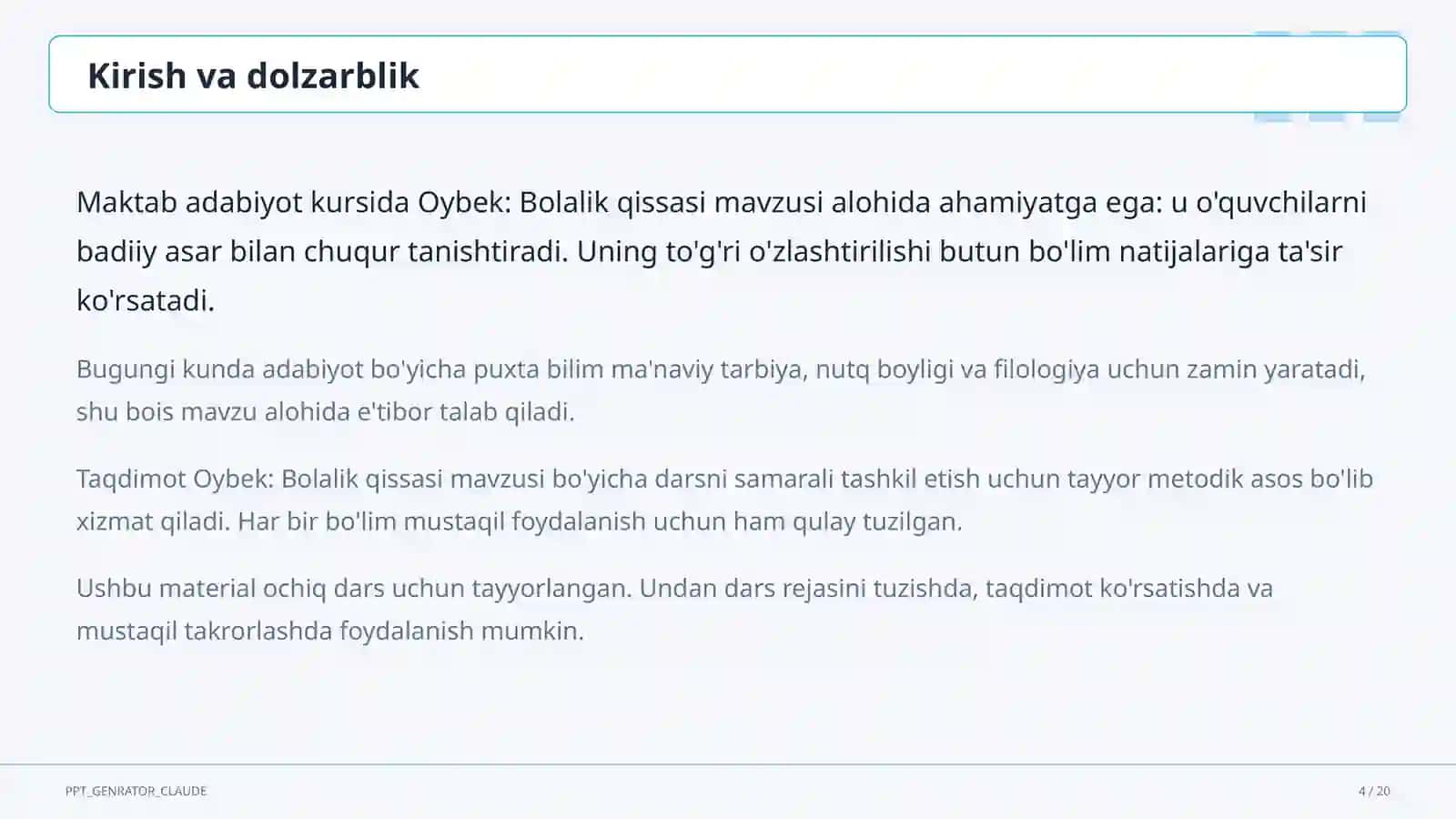 Oybek: Bolalik qissasi (6-sinf) 4
