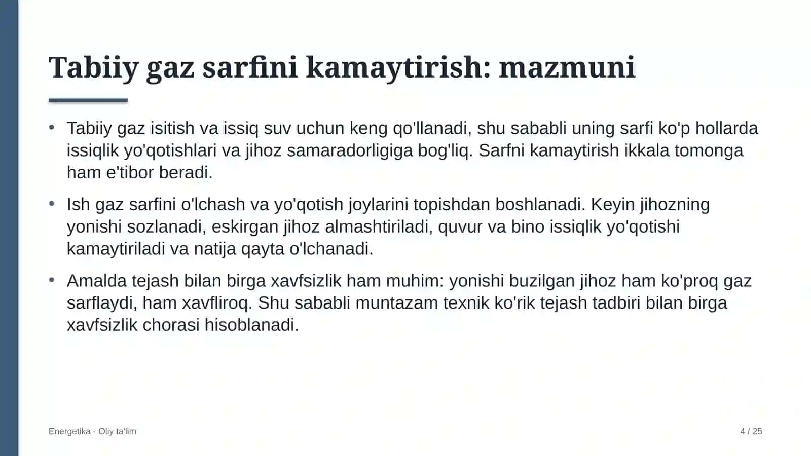 Ekologik ta'limda tabiiy gaz sarfini kamaytirish 4