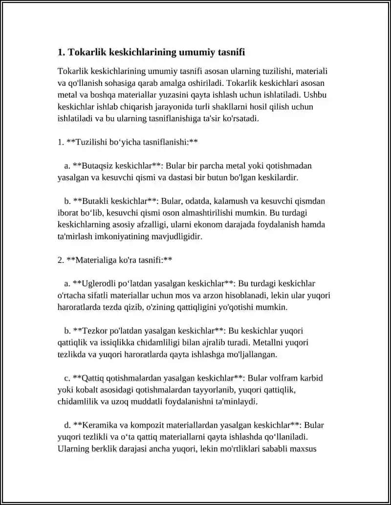 TOKARLIK KESKICHLARINING TURLARI BILAN TANISHISH 4
