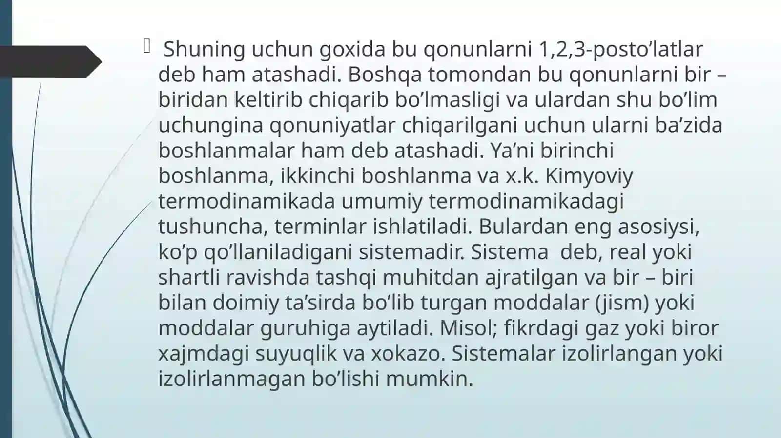 Kimyoviy termodinamikaning biologik suyuqliklardagi ahamiyati 4