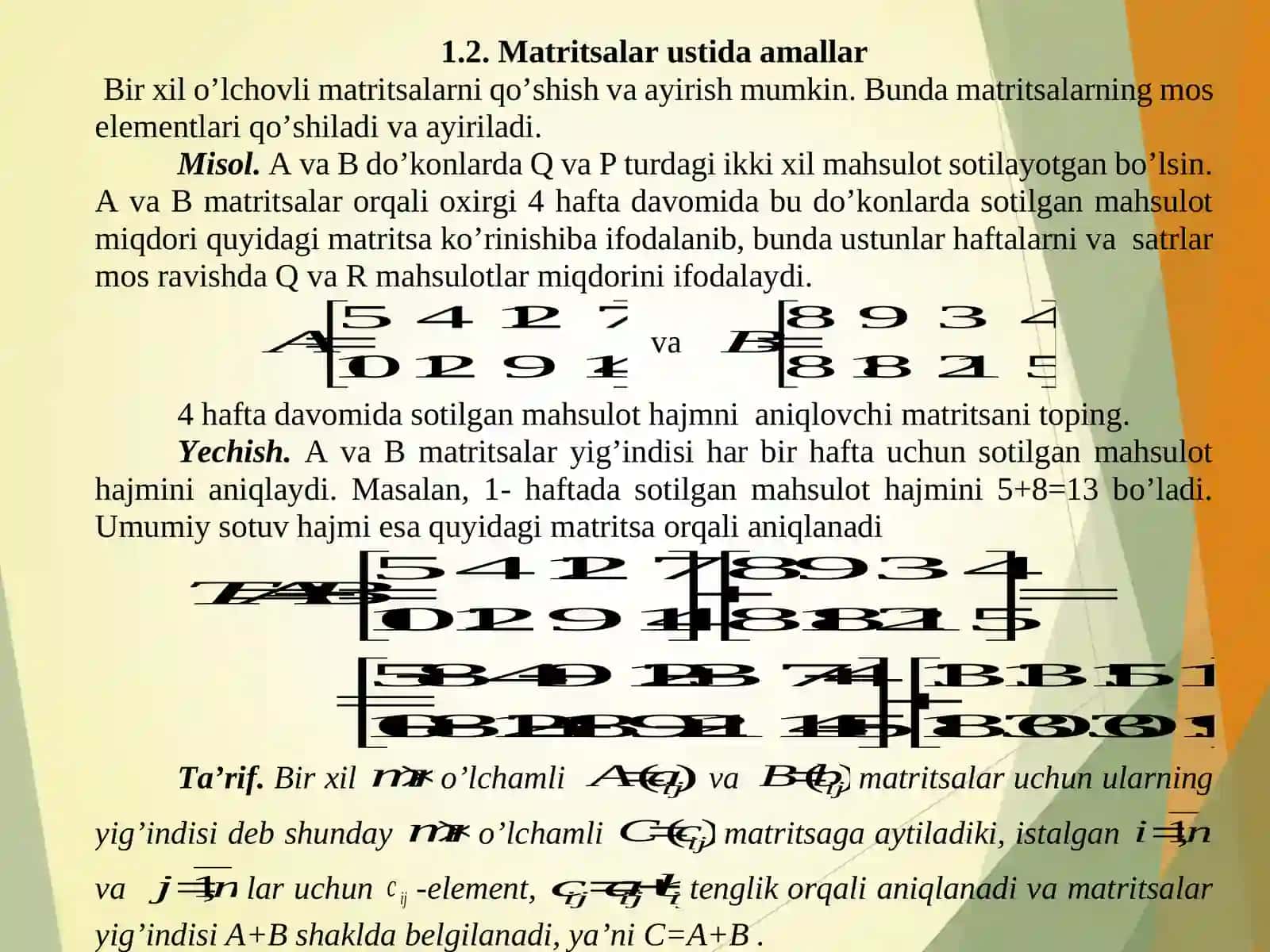 MATRITSLAR VA ULAR USTIDA AMALLAR 4