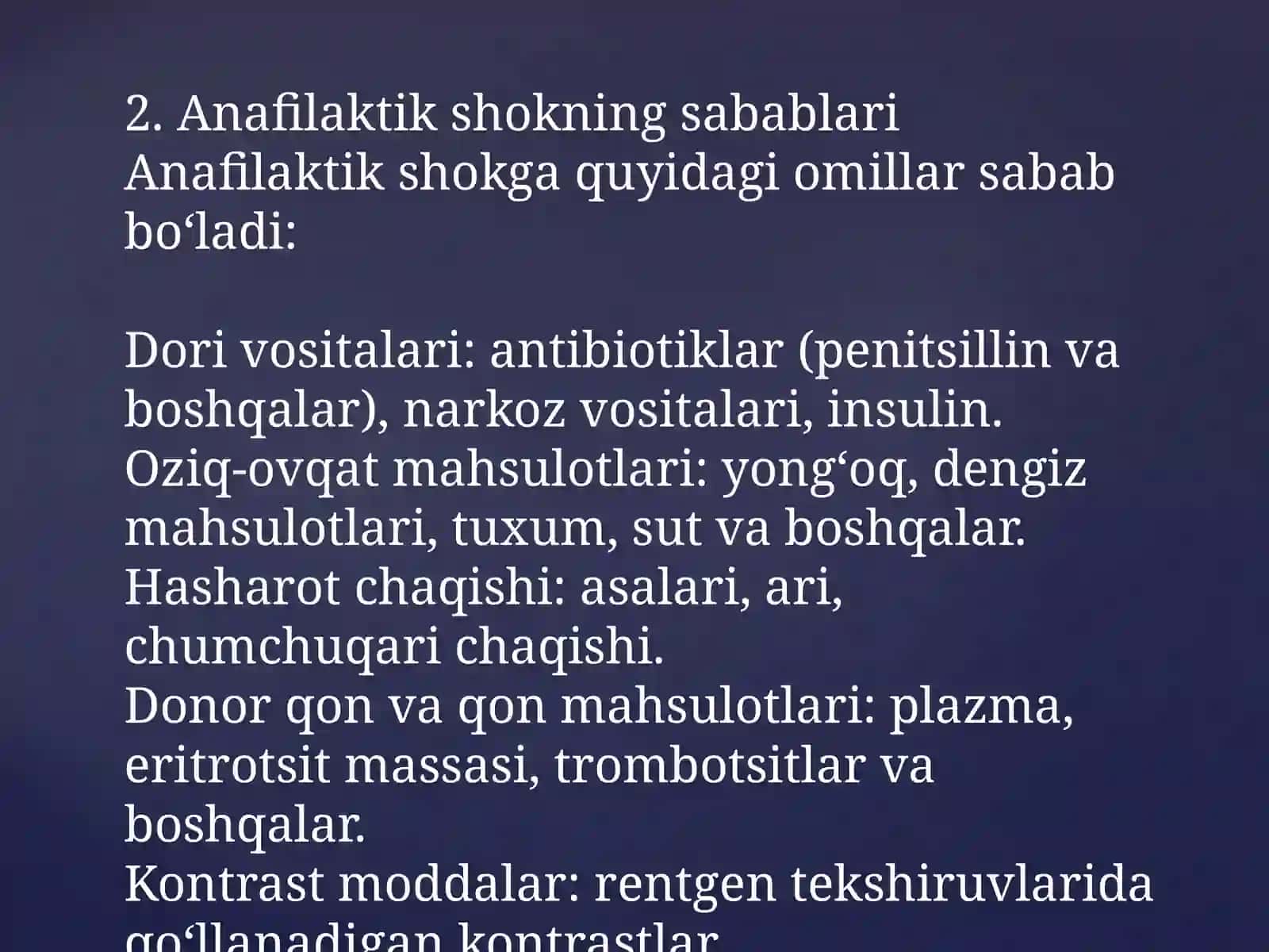 Anafilaktik shok:sabablari, klinikasi va tashxisi, birinchi yordam 4