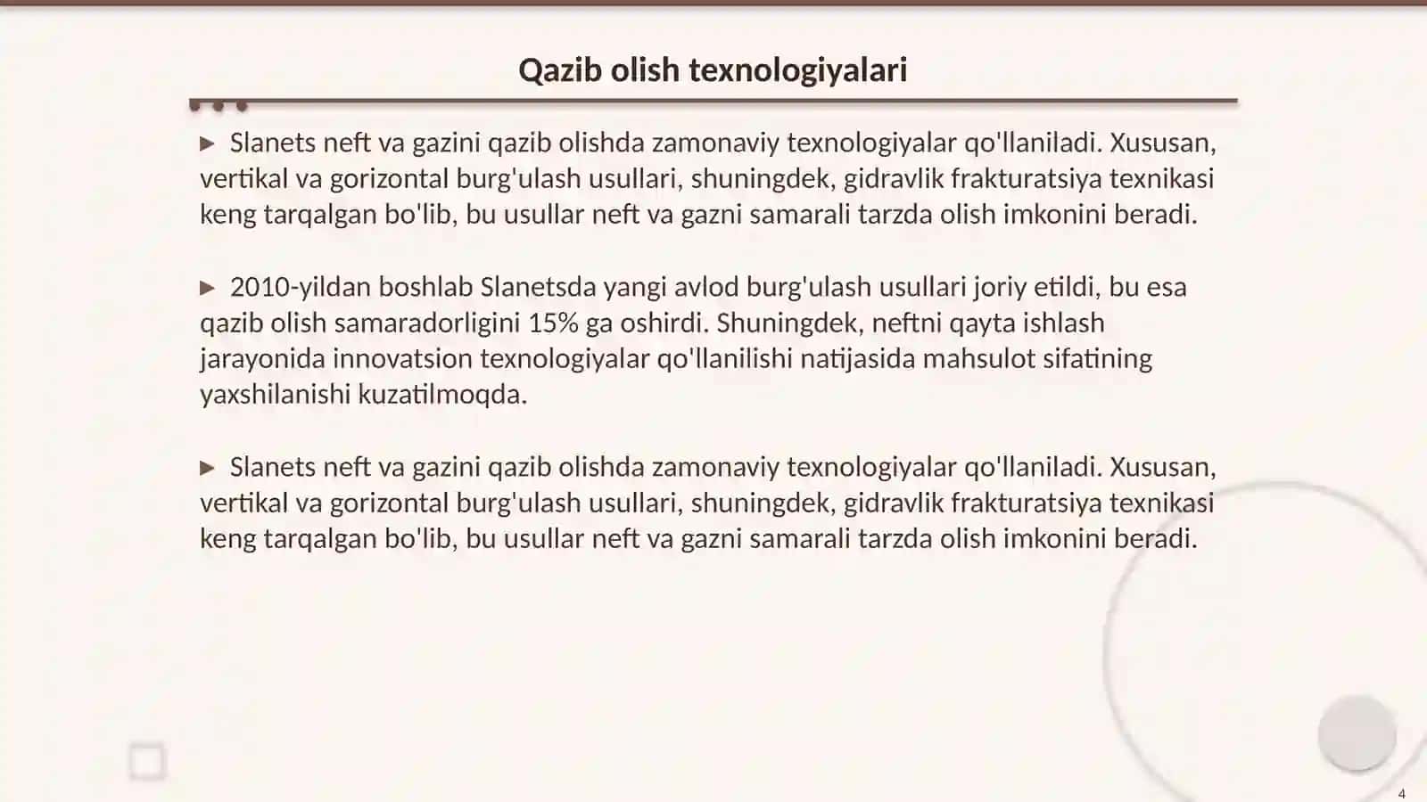 Slanets neftli va gazini qazib olish jarayoniga tasiri 4