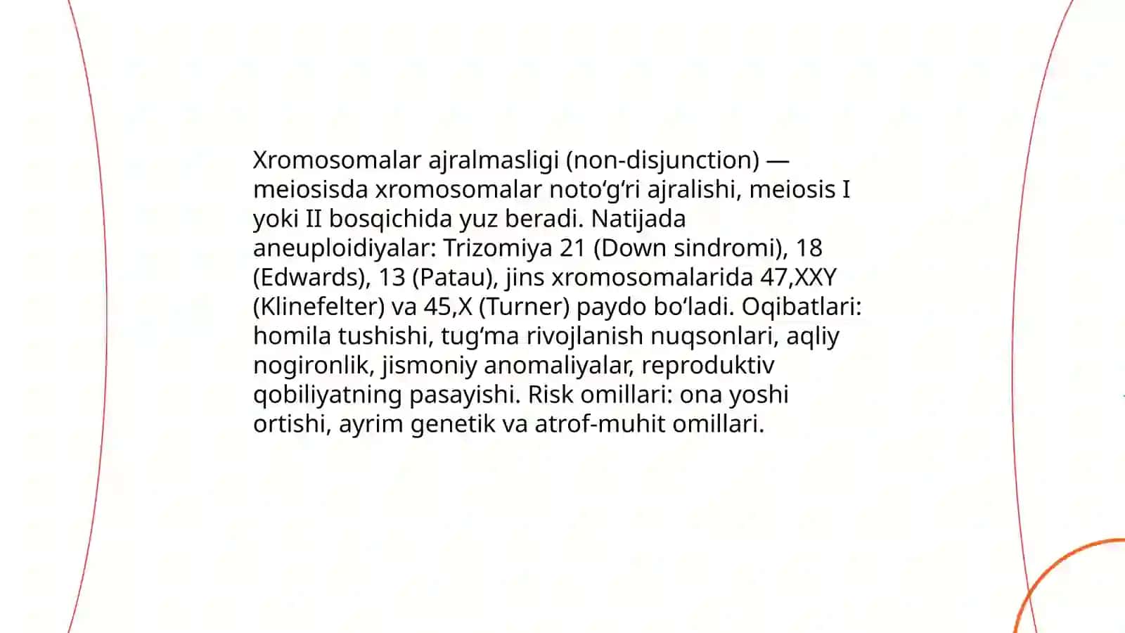 Xromosoma kasalliklarining kelish sabablari va asoratlari 4