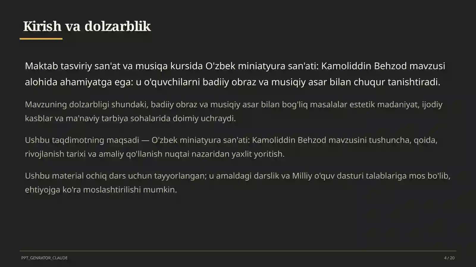 O'zbek miniatyura san'ati: Kamoliddin Behzod (5-sinf) 4