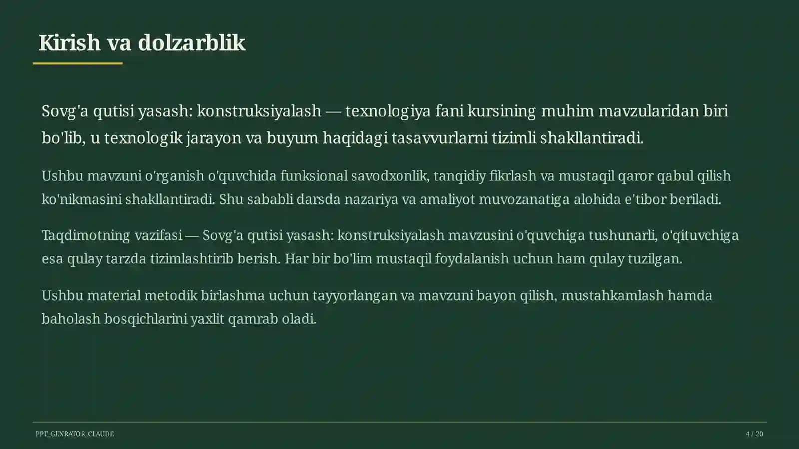 Sovg'a qutisi yasash: konstruksiyalash (3-sinf) 4