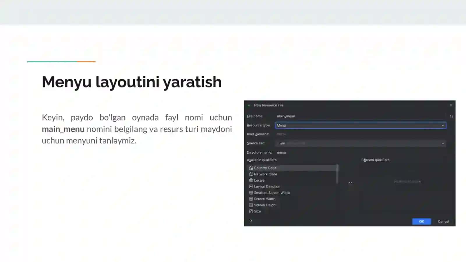 Menyu yaratish 4
