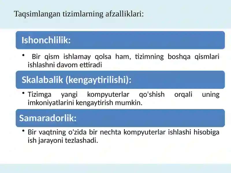 Kirish:Taqsimlangan tizimlar (TT) tushunchasi. 4
