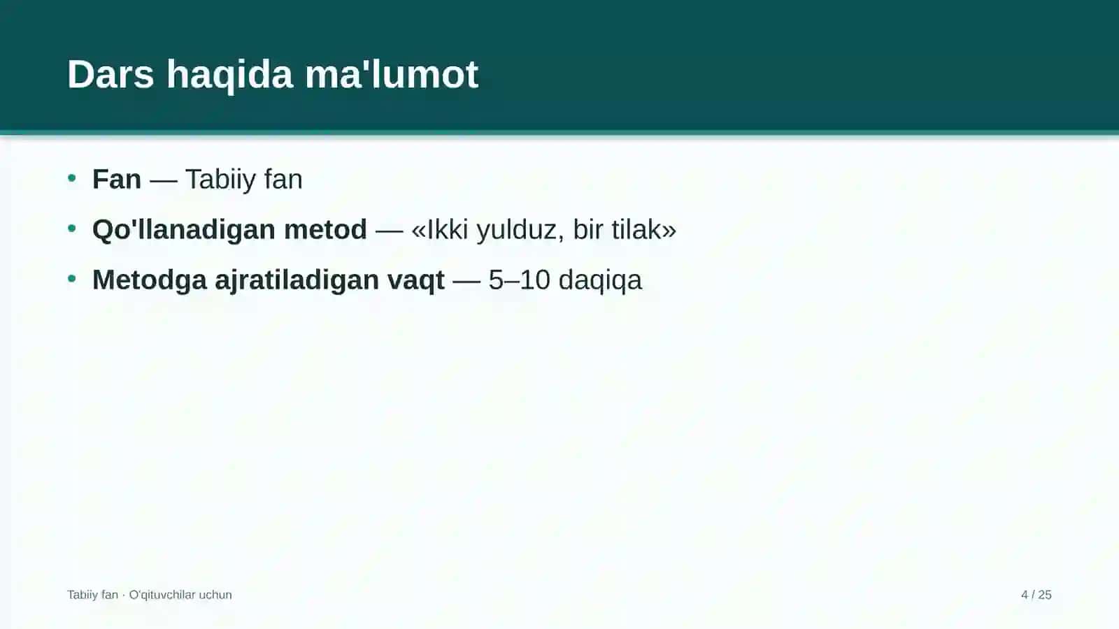 tabiiy fan darslarida ikki yulduz bir tilak metodidan foydalanish 5343 4