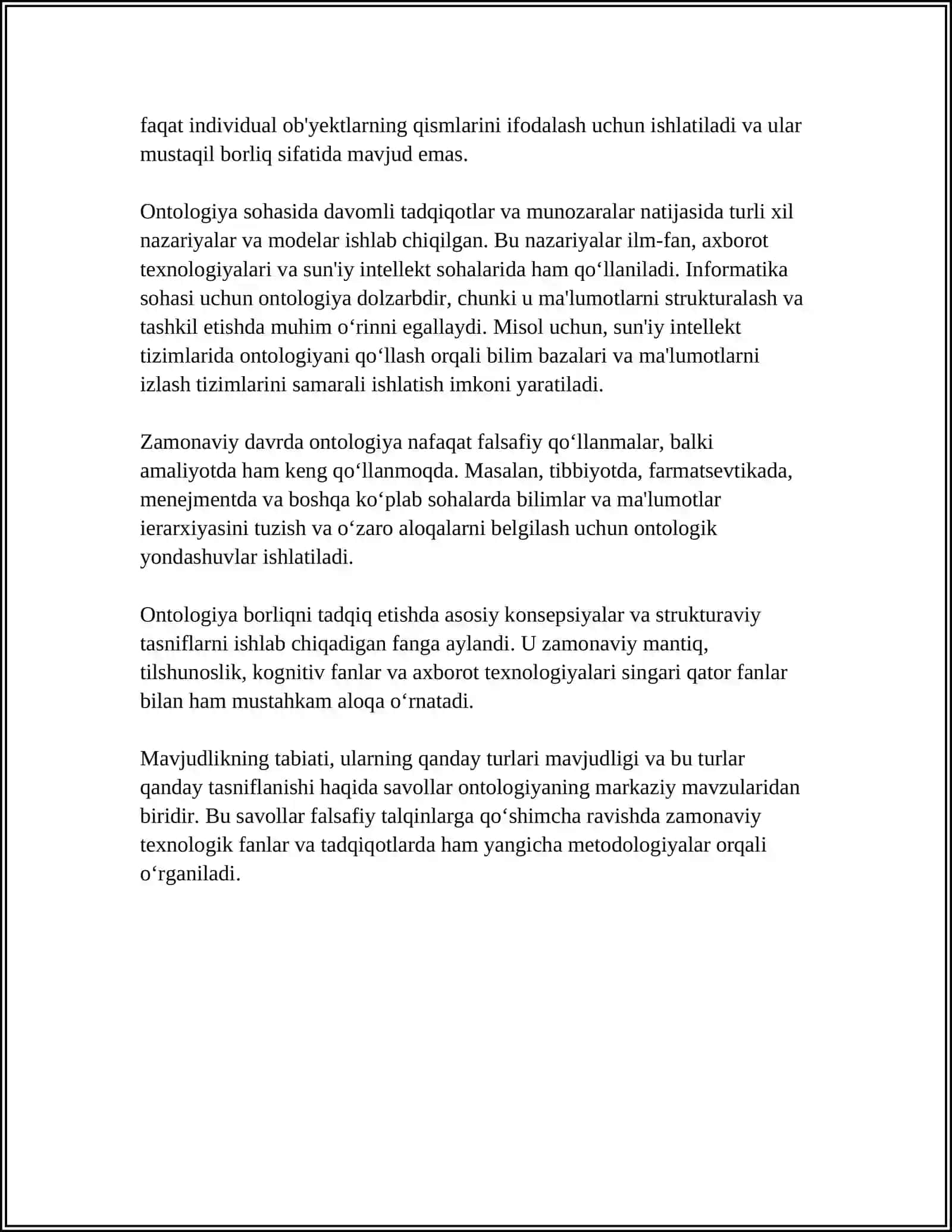 Ontologiya asoslari va masalalari 4