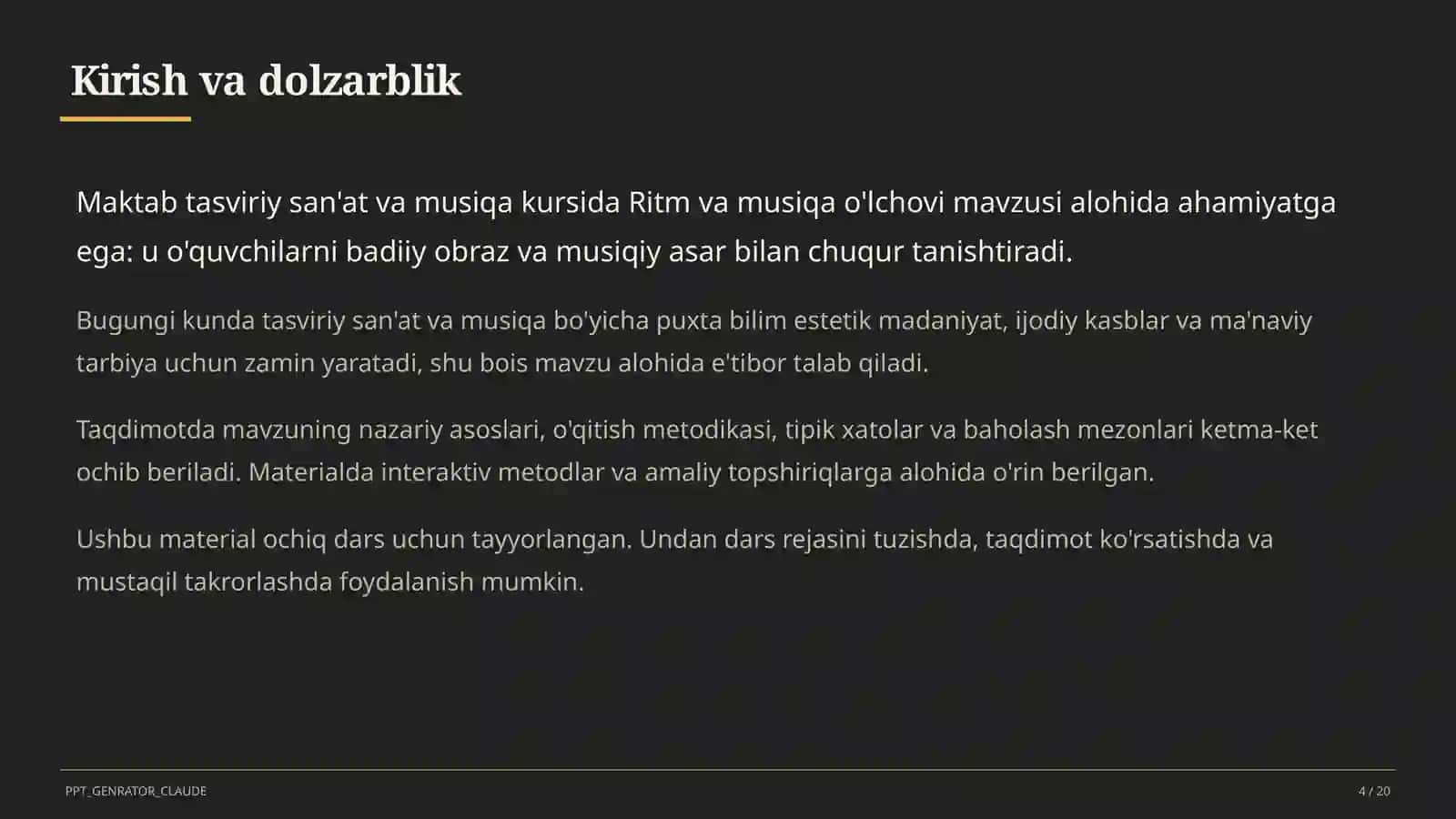 Ritm va musiqa o'lchovi (3-sinf) 4