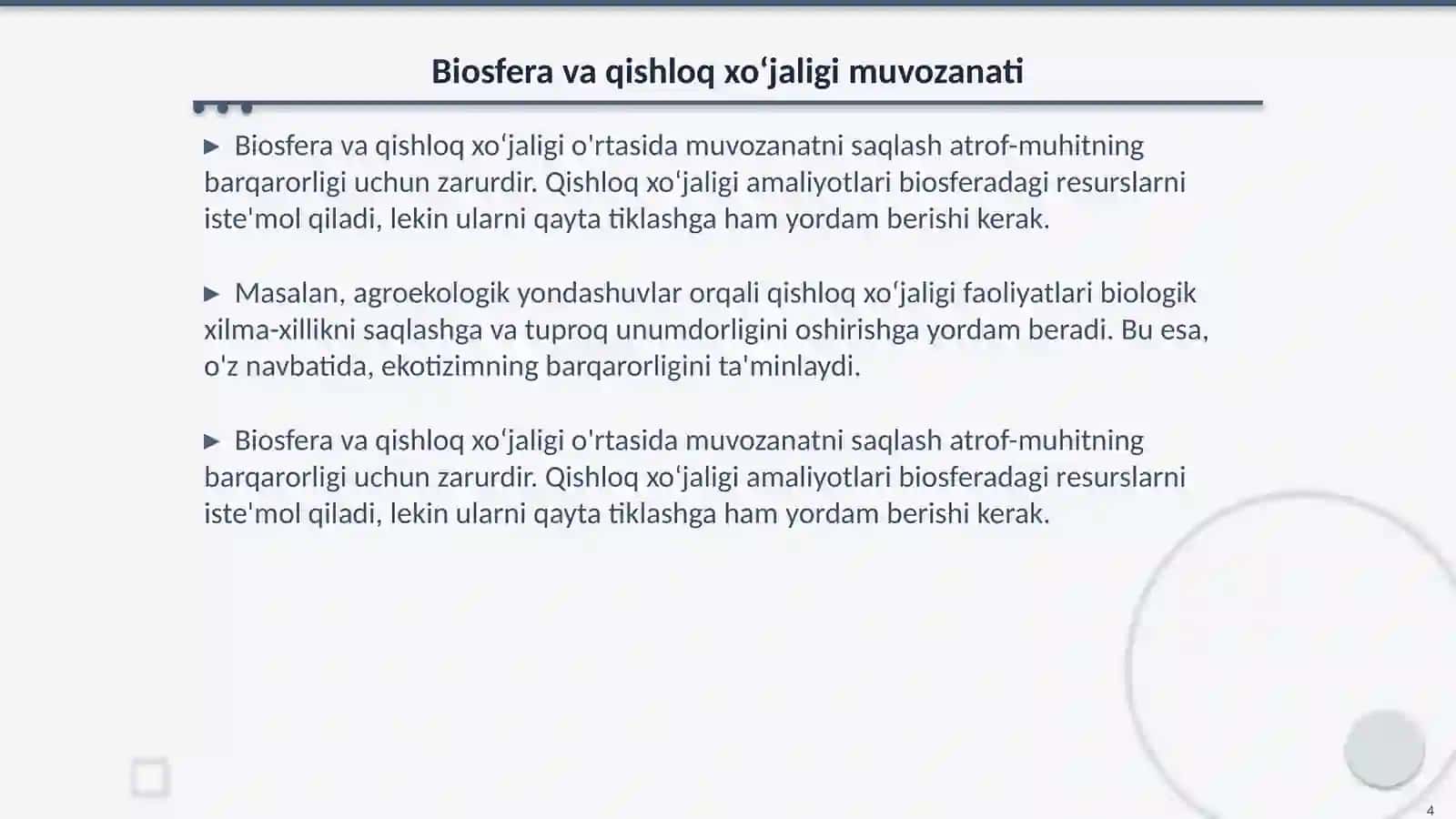 Qishloq xo'jaligi va biosfera 4