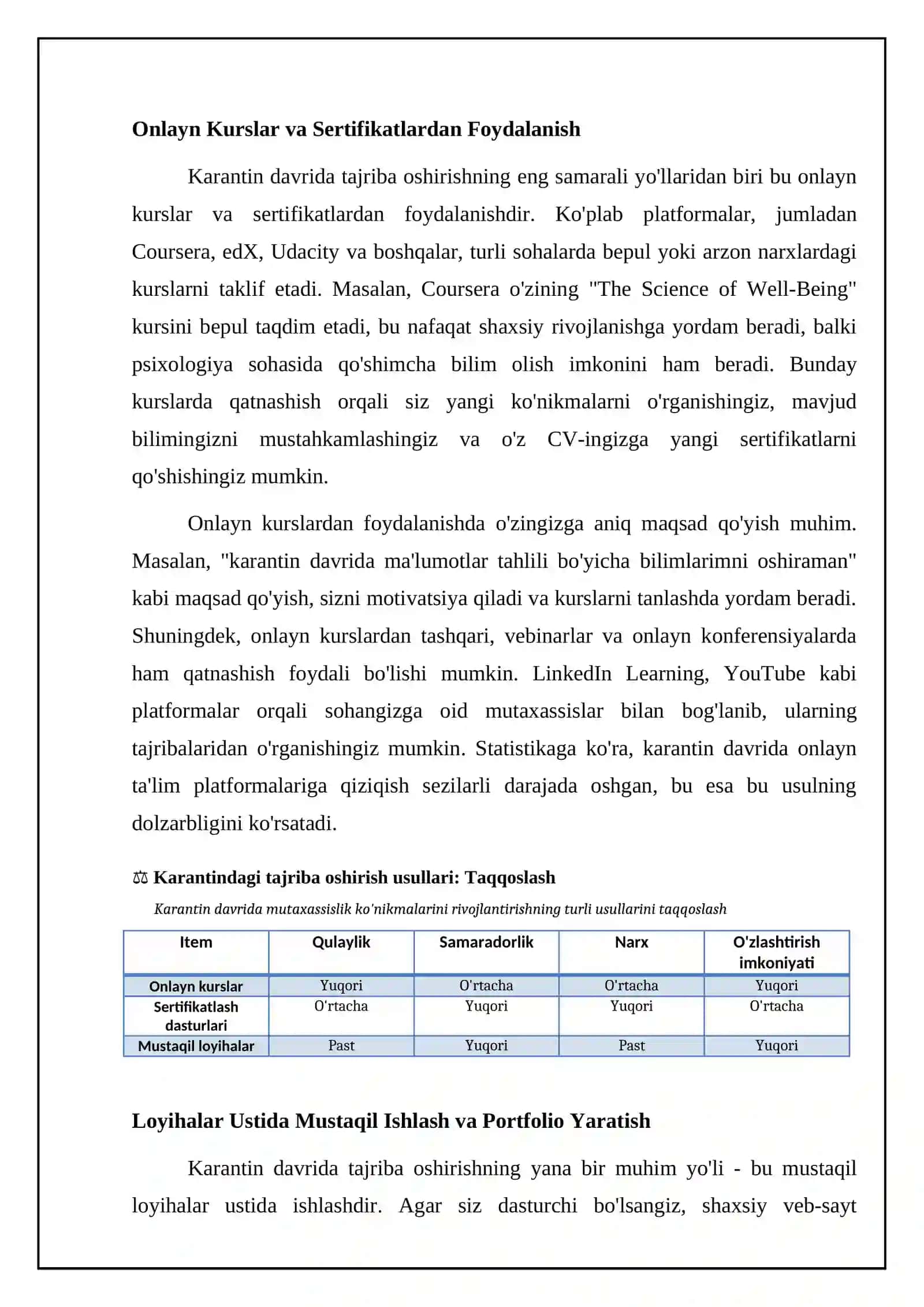 Karantindagi Tajriba Oshirishning Asosiy Yo'llari 4