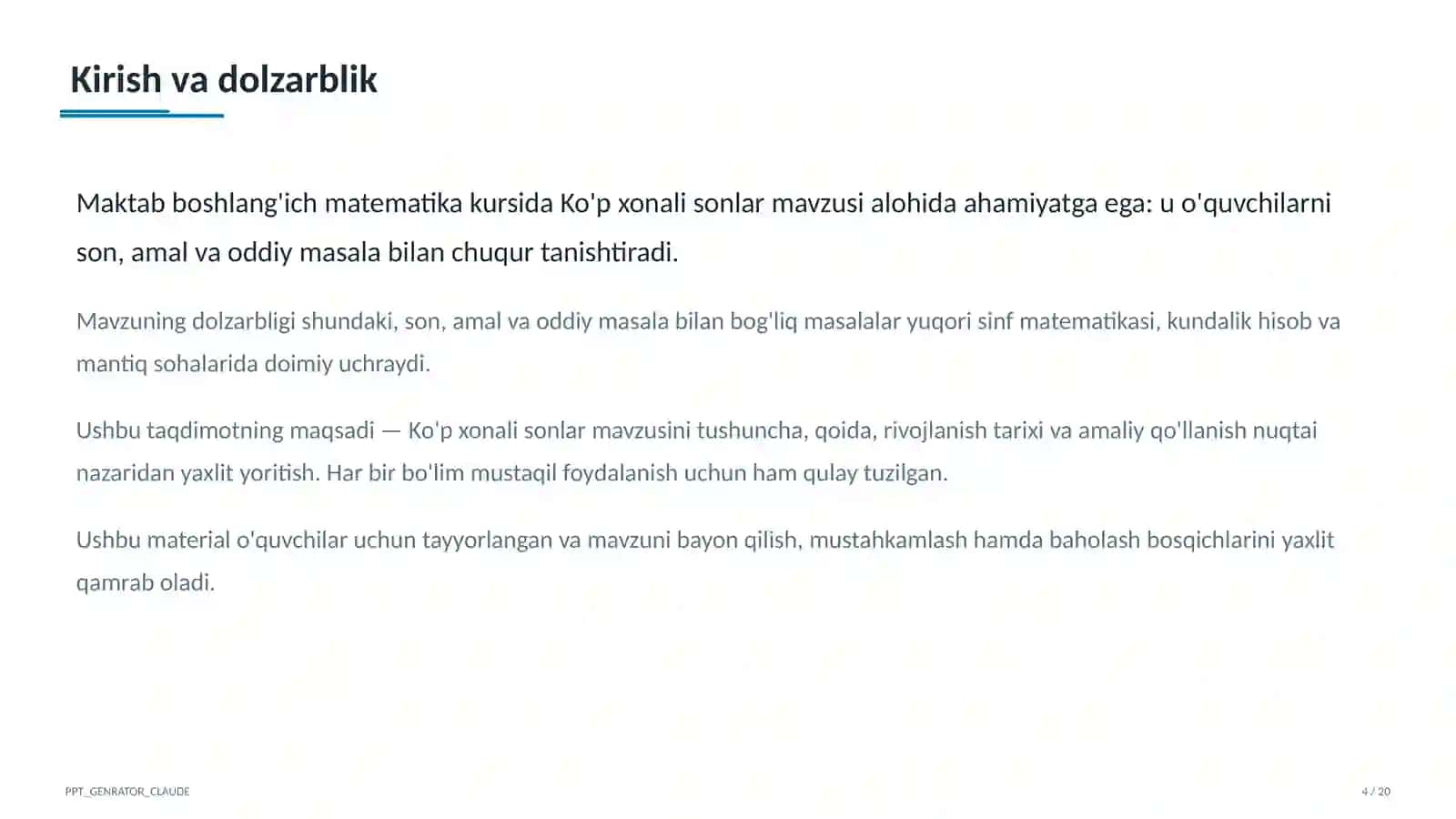 Ko'p xonali sonlar (4-sinf) 4