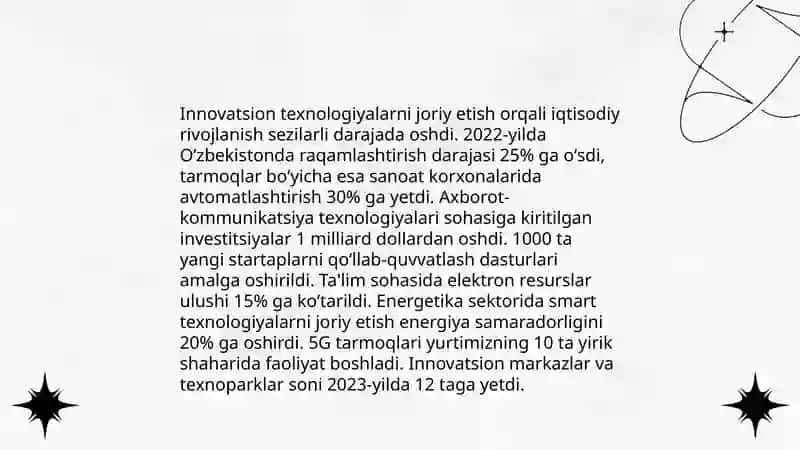 O'zbekistonda innovatsion iqtisodiyotning rivojlanishi 4