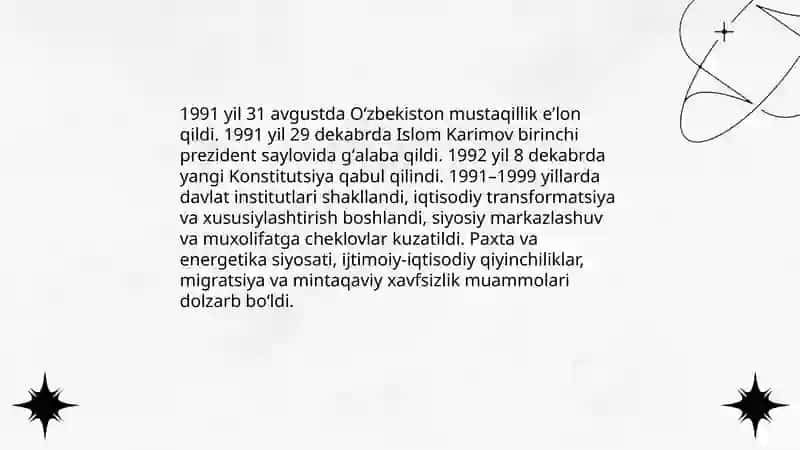 Oʻzbekistonning eng yangi tarixini davrlashtirish 4