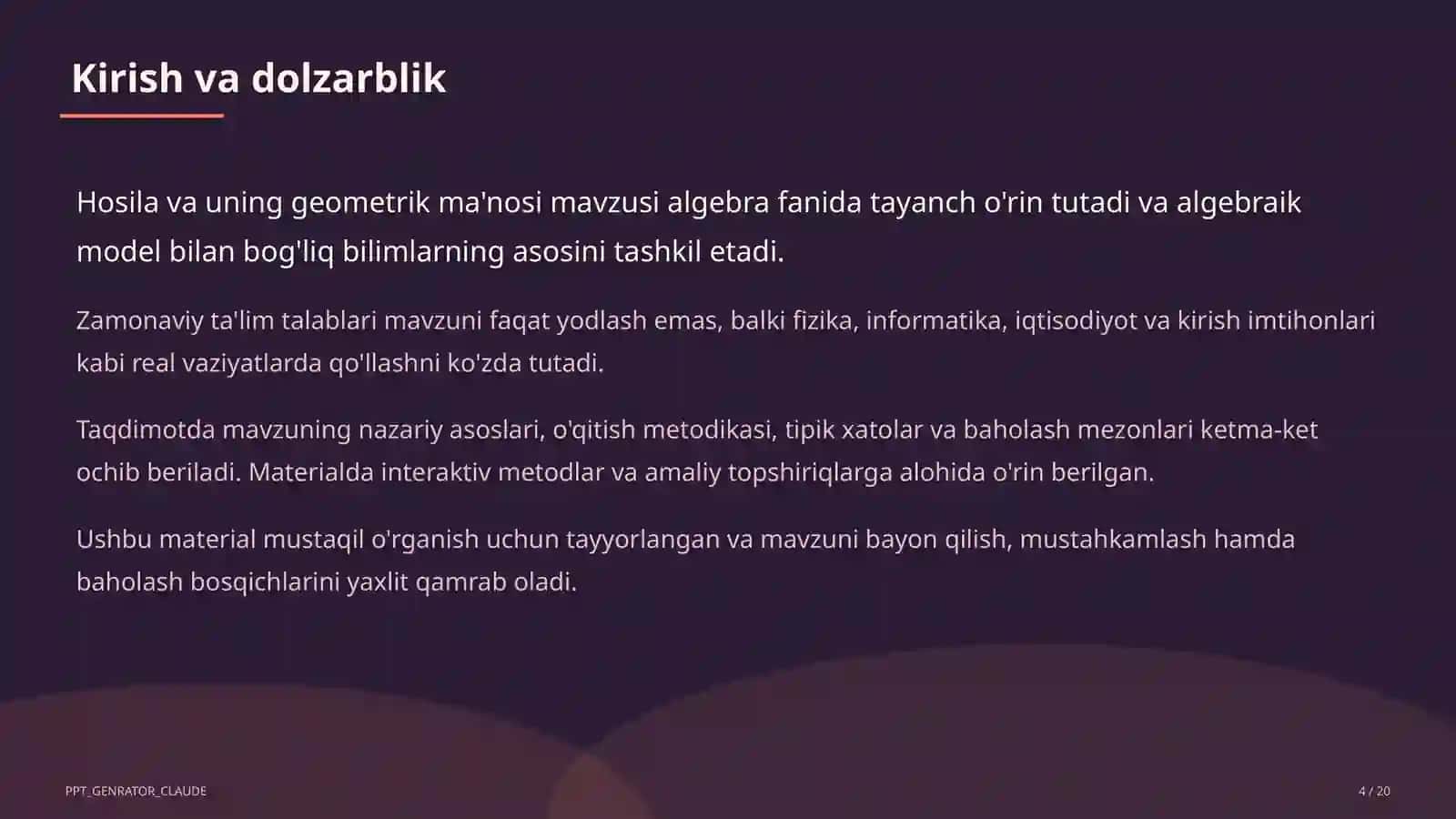 Hosila va uning geometrik ma'nosi (11-sinf) 4