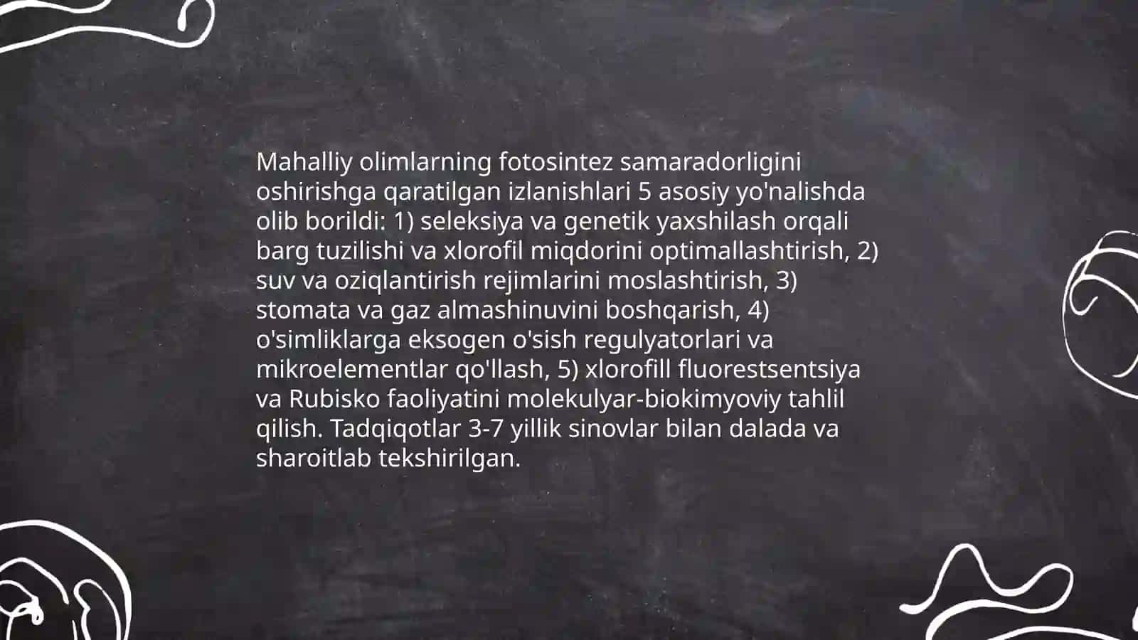 O'simliklar fiziologiyasiga hissa qushgan o'zbek olimlarini olib borgan tadqiqot ishlari 4