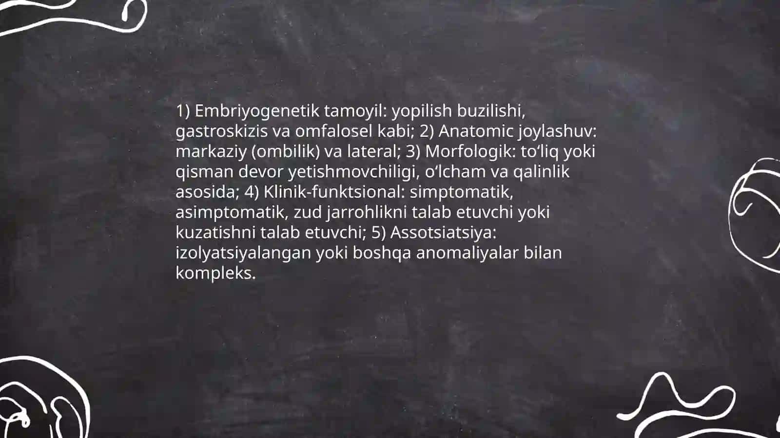 Qorin oldi devorining rivojlanish nuqsonlari va anomaliyalari tasnifi 4