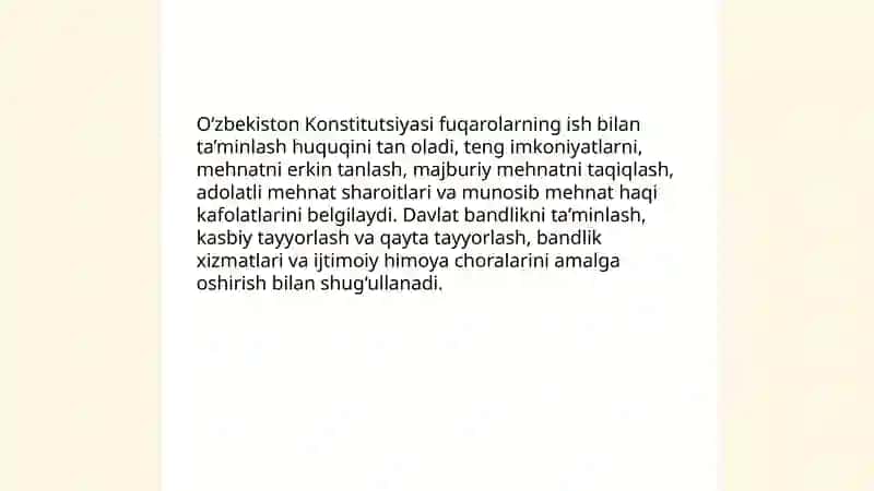 Fuqarolarning ish bilan taminlash huquqi va uning kafolatlari 4
