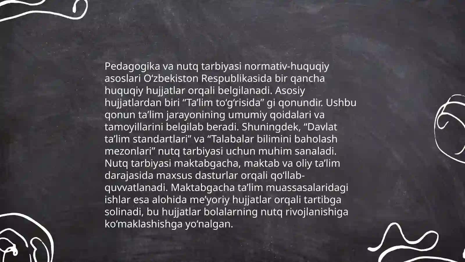 Nutq o‘stirish metodikasi fanidan meyoriy-huquqiy xujjatlarni yuritish 4