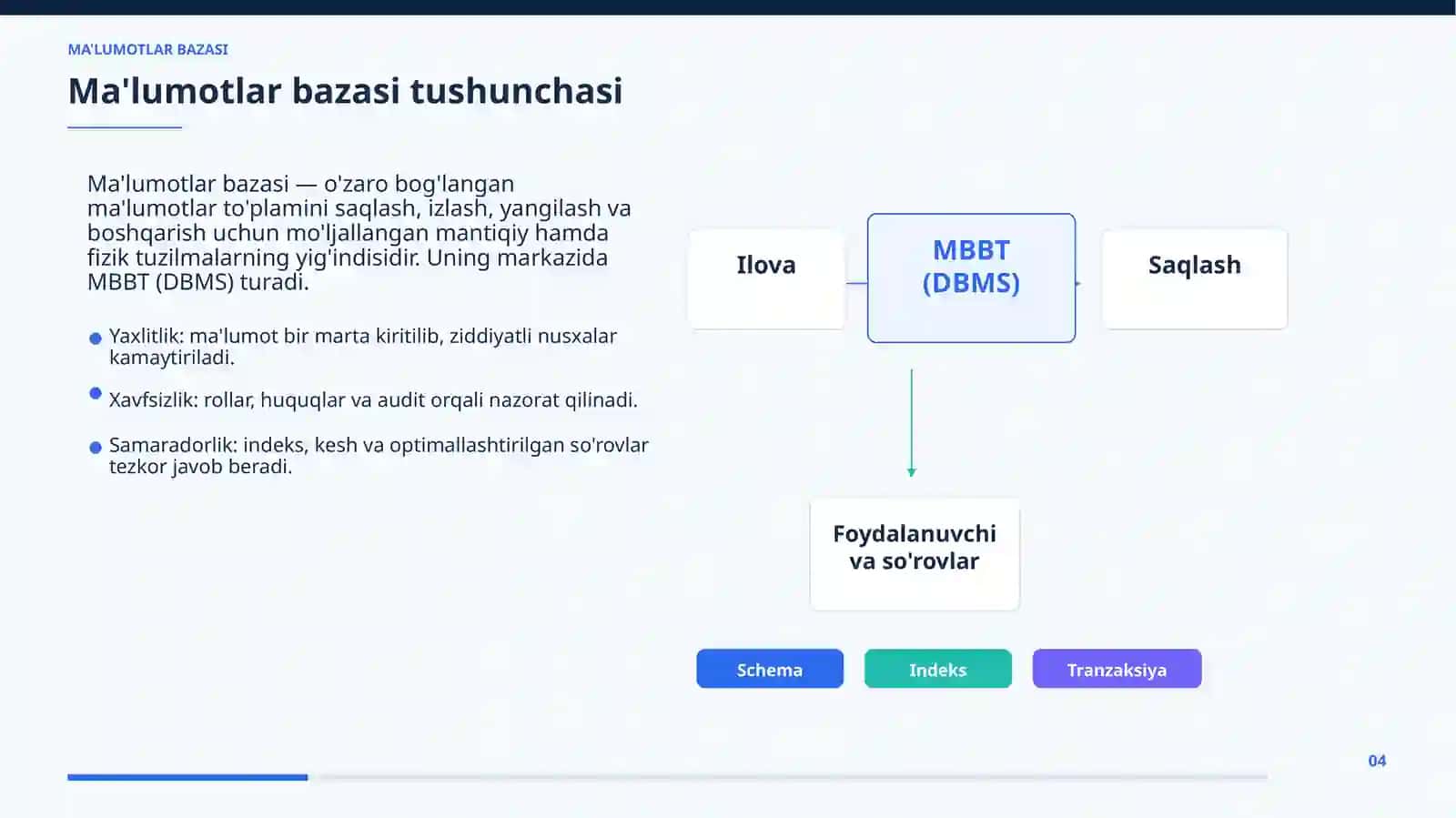 MA'LUMOTLAR BAZASI VA BIG DATA 4