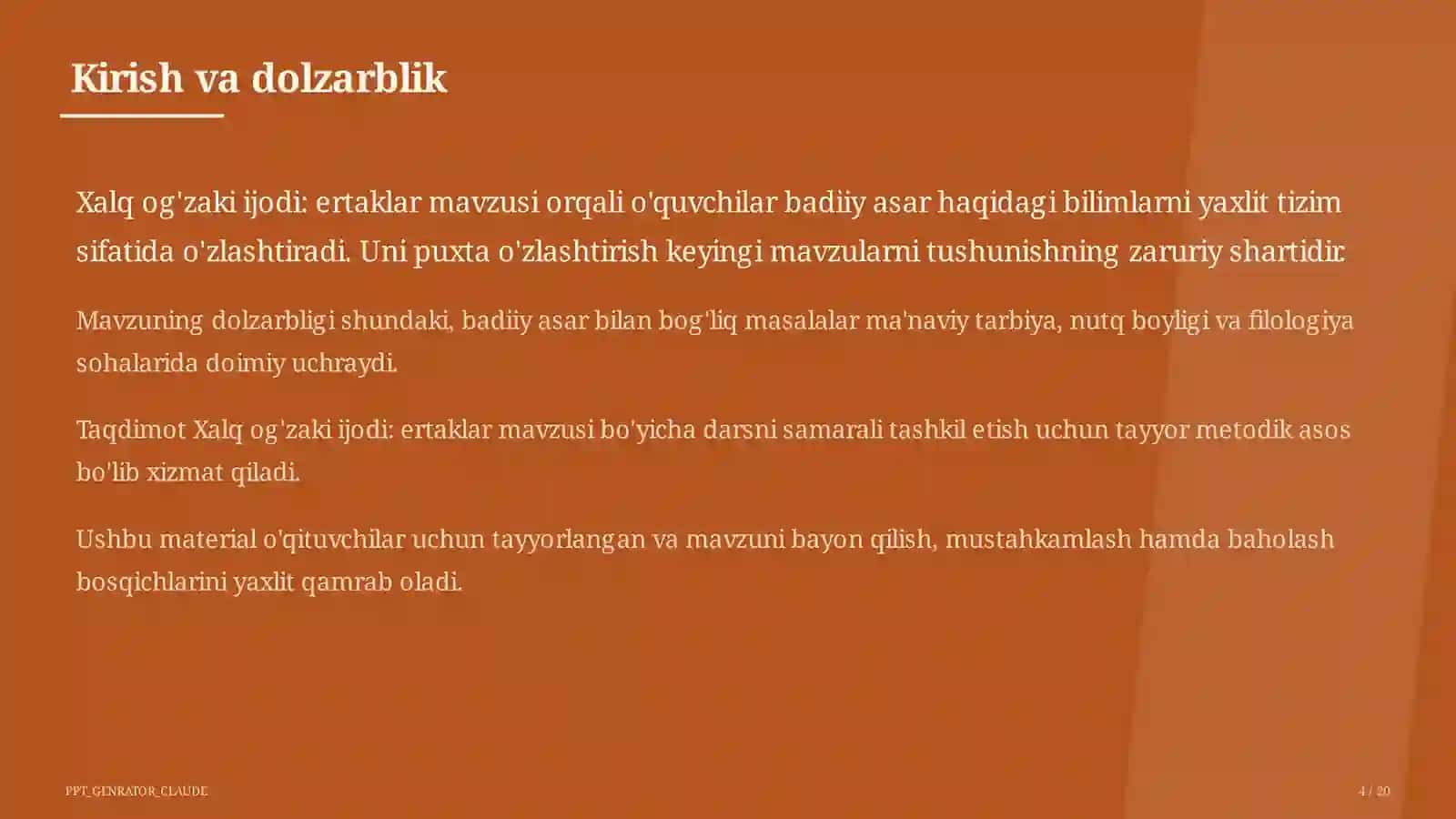 Adabiyot (5–11) — o'qituvchilar uchun 4